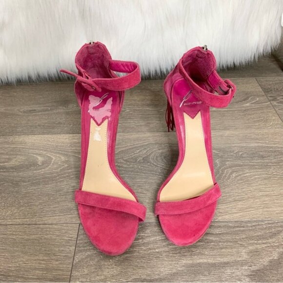 Brian Atwood Tosca High Heels Open toe Tassel Ankle Strap Stiletto Pumps Pink - Picture 2 of 13